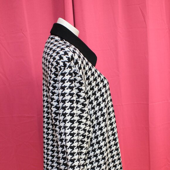 #574B Jacque & Koko Black & White Houndstooth Zip-Up Dress Jacket Size 18/20 - Picture 3 of 10